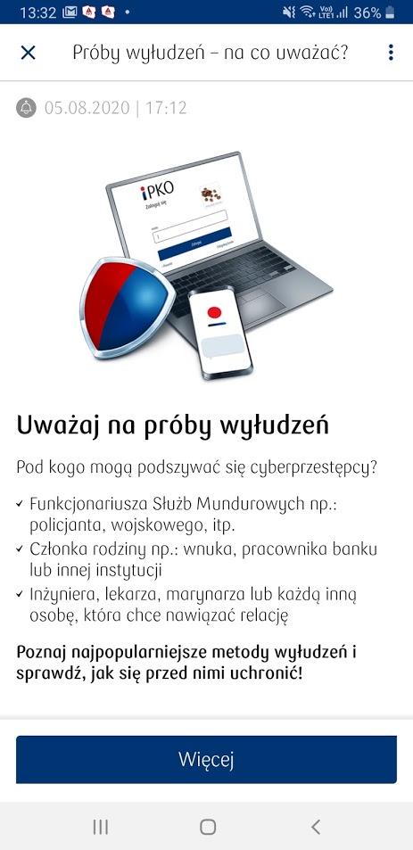 Uważaj na próby wyłudzeń! Ostrzega bank PKO BP.