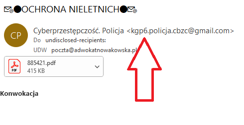 Nie daj się złapać na hasło „Policja”, dokładnie sprawdzaj adres maila