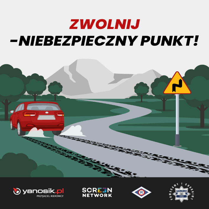 Ja dziś autem nie jeździłam, ale rozpoczęła się akcja „Zwolnij – niebezpieczny punkt”.