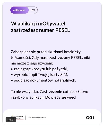 Zastrzeż numer PESEL w mObywatelu
